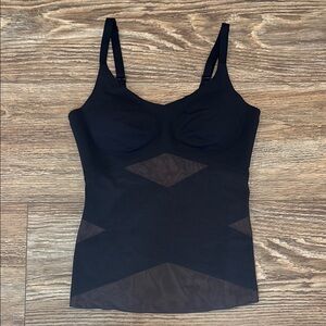 Honeylove Liftwear Black Sheer Panel Camisole Women's Size Small EUC